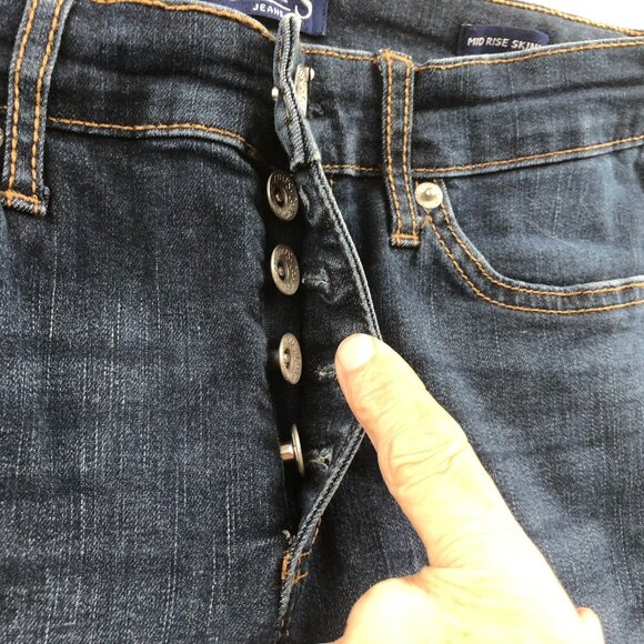 Chaps Women Jeans Size 6/28 Mid Rise Skinny Frayed Hem Blue Denim Classic Casual - Picture 11 of 16